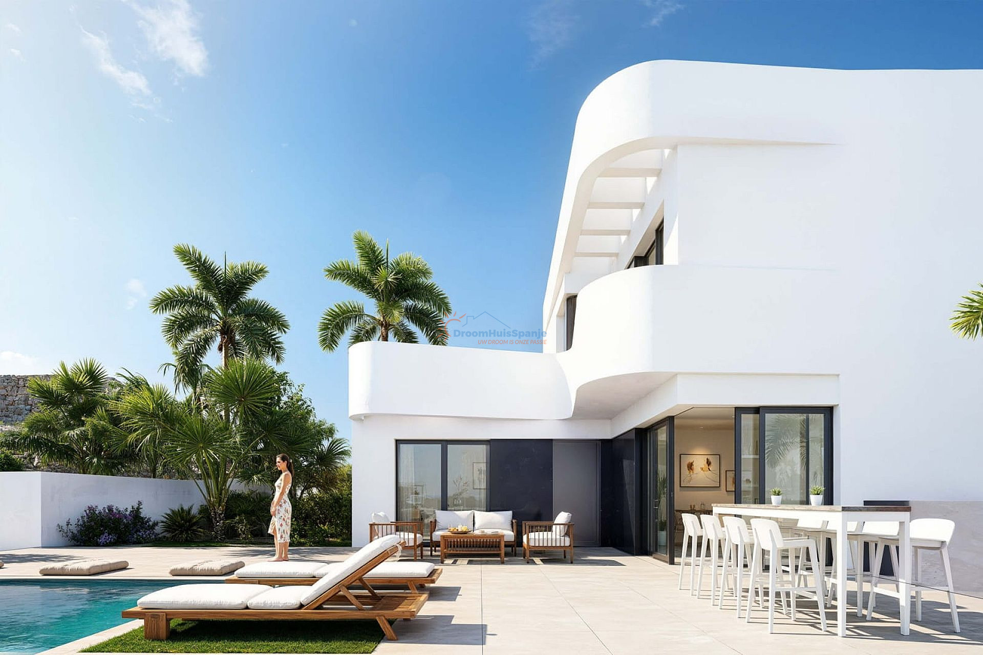 Ibiza stijl villa met dakterras en zwembad in Algorfa - DroomHuisSpanje