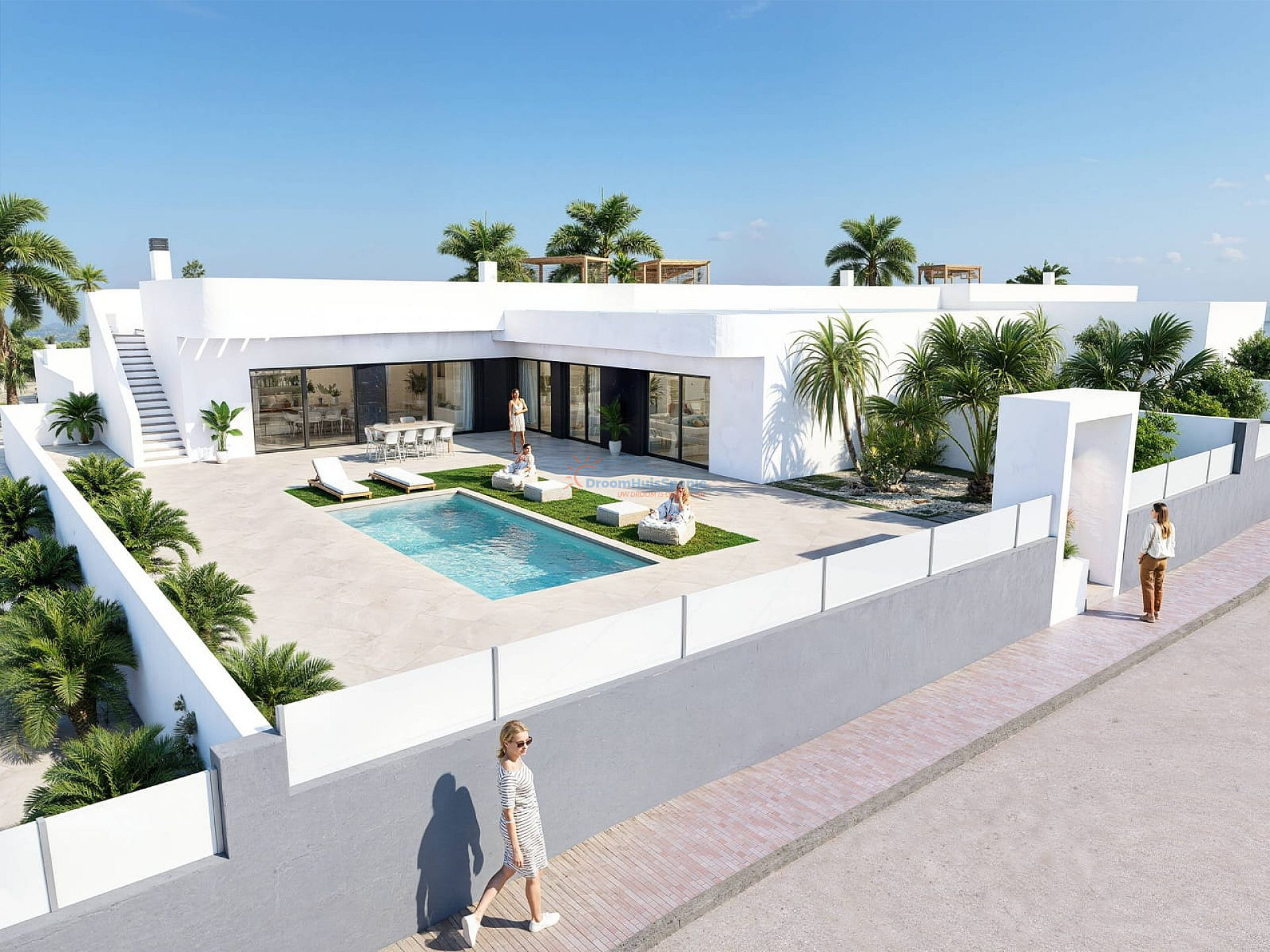 Ibiza stijl villa met dakterras en zwembad in Algorfa - DroomHuisSpanje