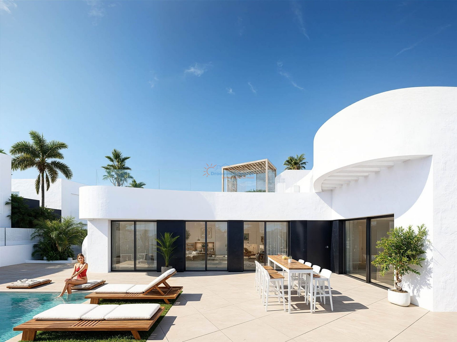 Ibiza stijl villa met dakterras en zwembad in Algorfa - DroomHuisSpanje